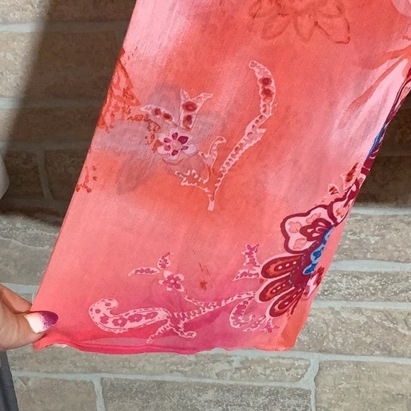 Daisy Fuentes - Sz XL - boho cover up shirt wide sleeves floral transparent - Picture 2 of 5